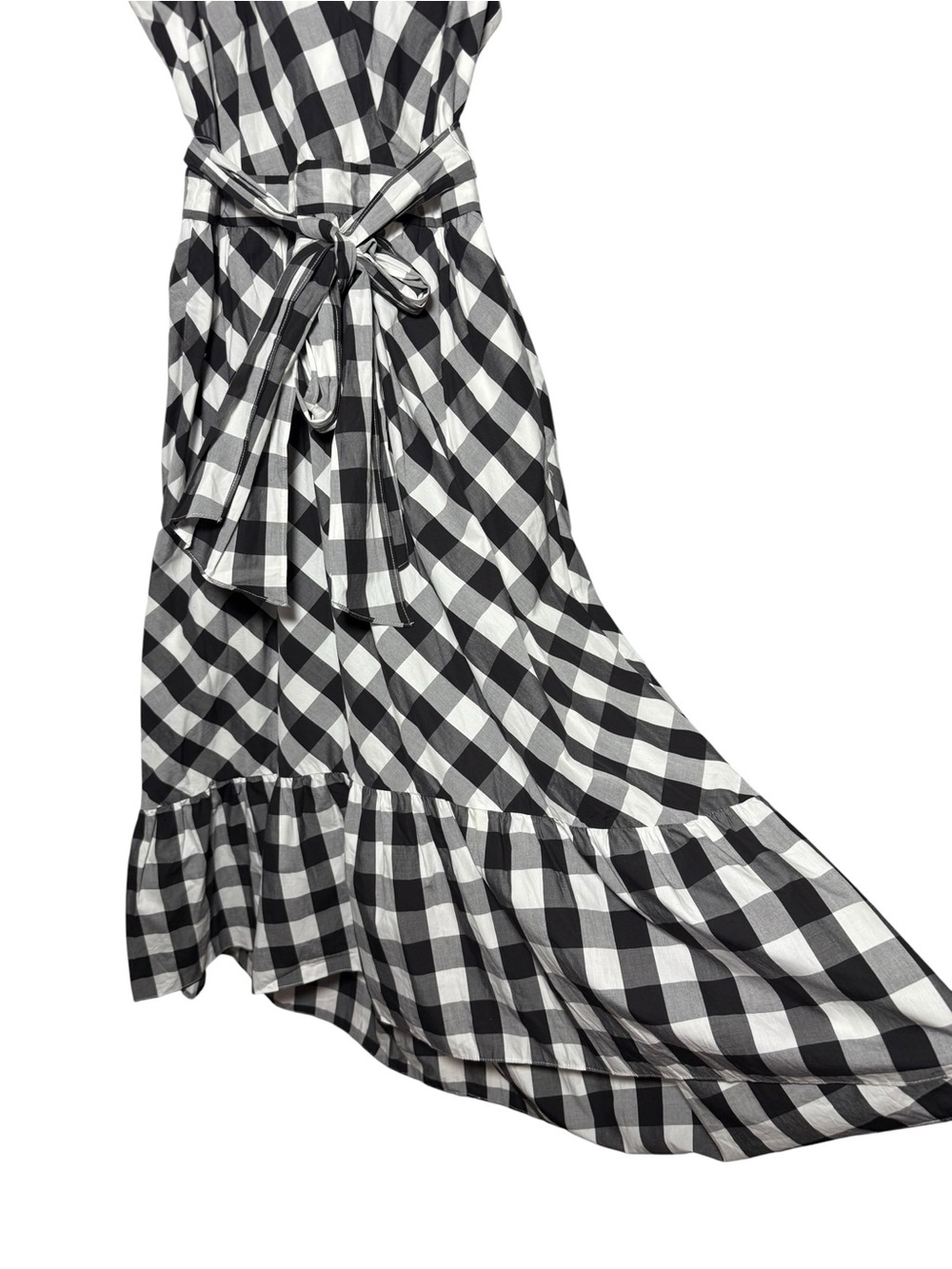 J. Crew Sleeveless Faux Wrap Dress in Gingham Cotton Poplin Size 8 Black White - Picture 7 of 11